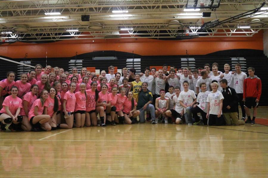 Volleyball and soccer players raise awareness for breast cancer