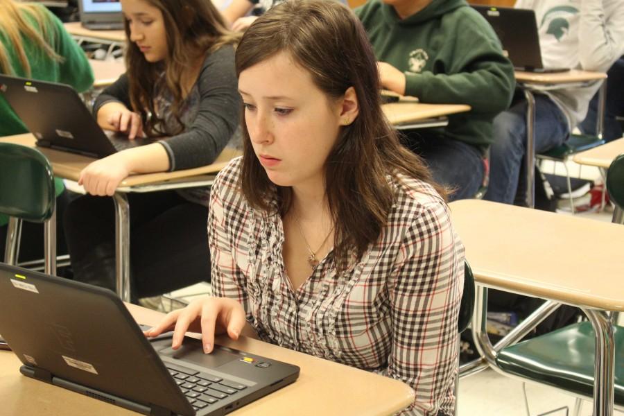 Junior Brianna Horgan and the rest of Stephan Collins SRT participates in Hour of Code as a part of the global movement  providing students the opportunity to learn computer science.