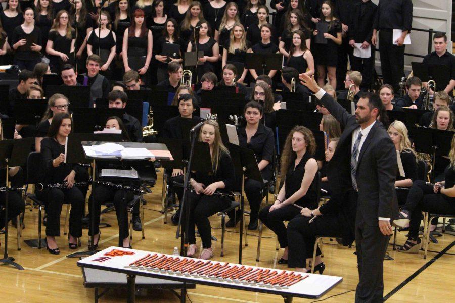 Band and Choir students perform together at Spring Band Concert
