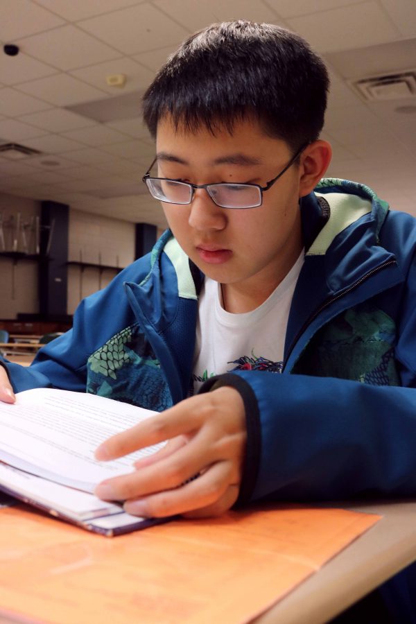 Wenke Dante Weng is hard at work during SRT. Coming all the way from China, Dante will be staying at Fenton High until the end of the school year. 