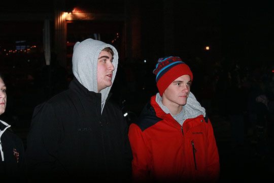 During the Jingle Fest Saturday night juniors Parker Trecha and Mitchell Chabot enjoyed the parade as well as the festive lights.