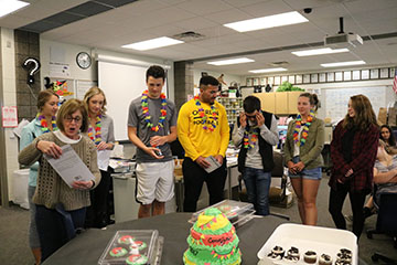 Seniors from Mrs. Bunka’s SRT were awarded presents from Mrs. Bunka. After Seniors got their gifts, they all got to cut the cake together