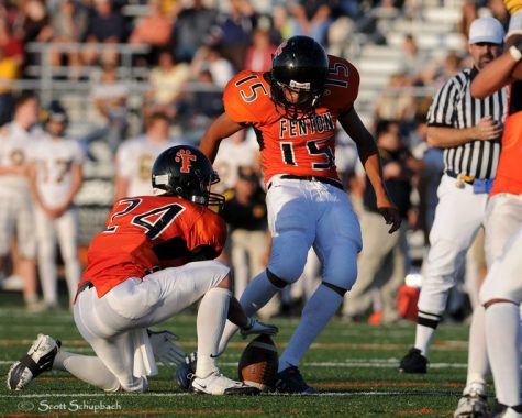 Starting his football career, kicker/punter Kenny Allen played for Fenton before graduating in 2012.