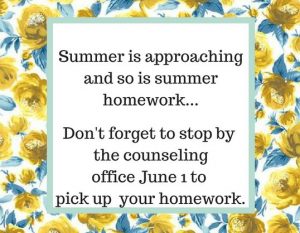 Students can start looking out for summer homework