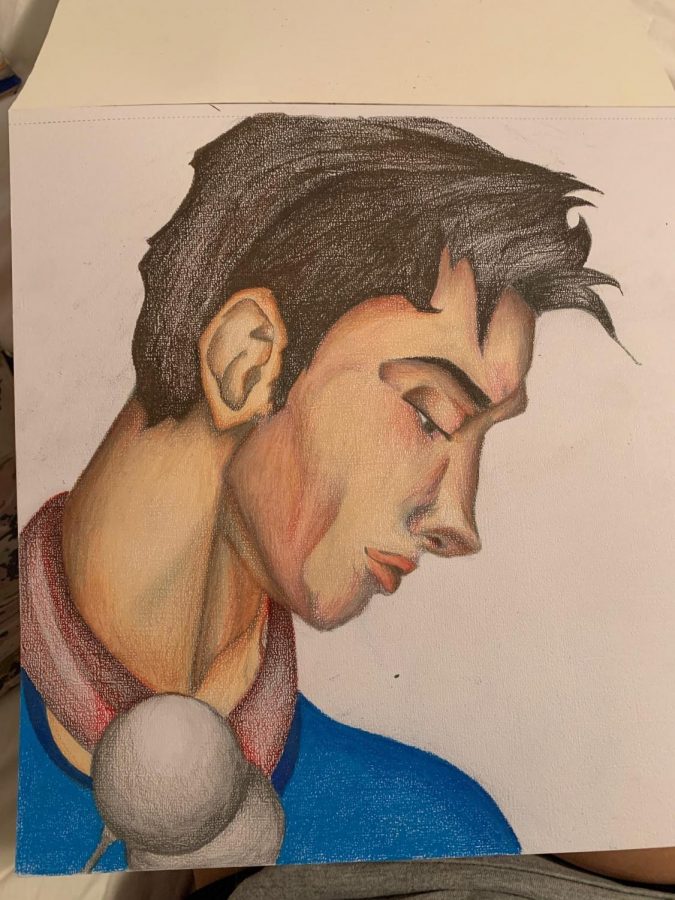 My favorite medium to work with is pencil, because I love to shade. My favorite piece is a side profile of a guy that uses  a mix of pencil and colored pencils. I wanted to become better at drawing faces, so I found the outline of the face on Pinterest, after I drew it, I shaded it using pencil and added another layer of shading using colored pencil on top of that. I wasnt really thinking of anything particular while creating the piece besides a book character that has strong facial features like the piece.
