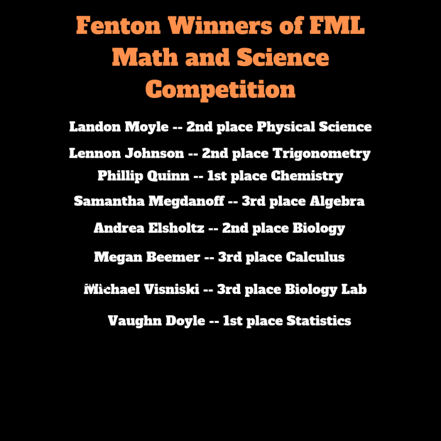 Fenton places second overall at annual FML Math and Science Competition