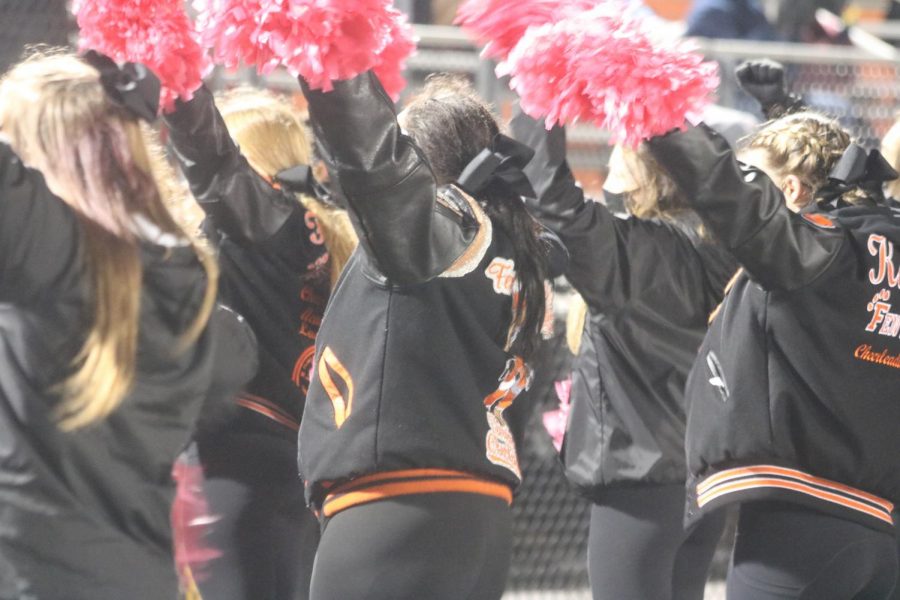 The Fenton tigers cheer squad cheers the tigers to their victory. Fenton took down Brandon 33-21 on October 23. 