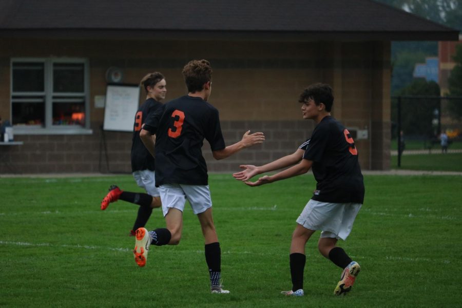 Number eight is giving number three a high five. On Oct. 6, Fenton won 2-0 against Flushing. 