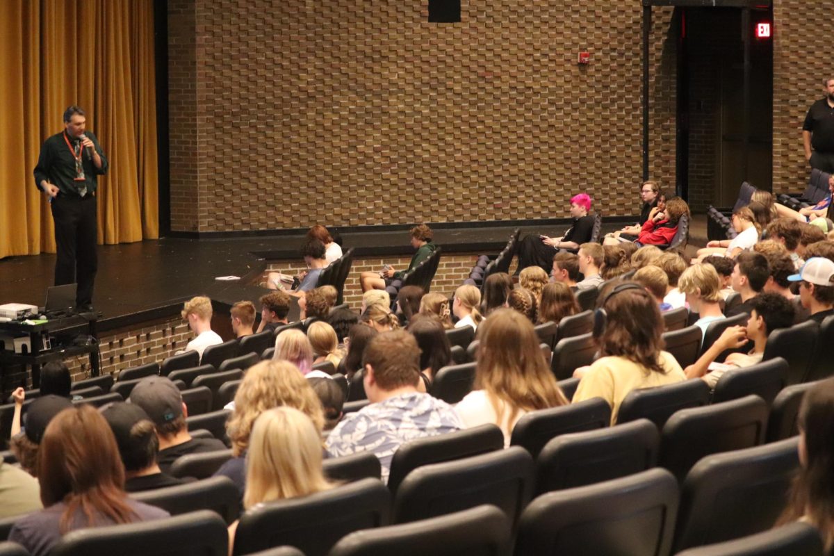 The sophomores learn about the new upcoming school year at the class meeting. On sept. 5th, the students listen to information about expectations on the school year. 