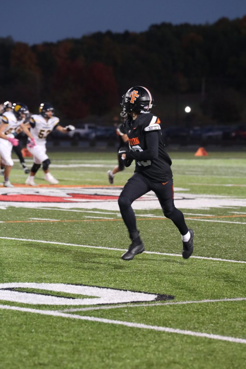 Going for the catch, sophomore Rocco Wentworth is running towards the ball. On Oct 16, Fenton played Goodrich but unfortunately lost (find score later). 