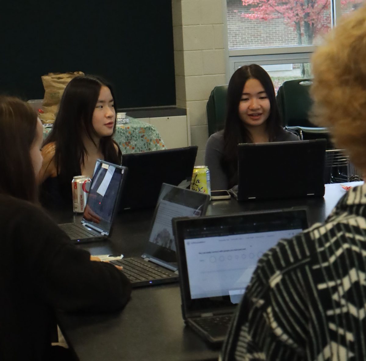 Sharing their personality traits, seniors Alicia Verscheure and An Nguyen reveal which famous person their personality matches best with. On Oct. 23, seniors in IB core classes talk with each other and bond.